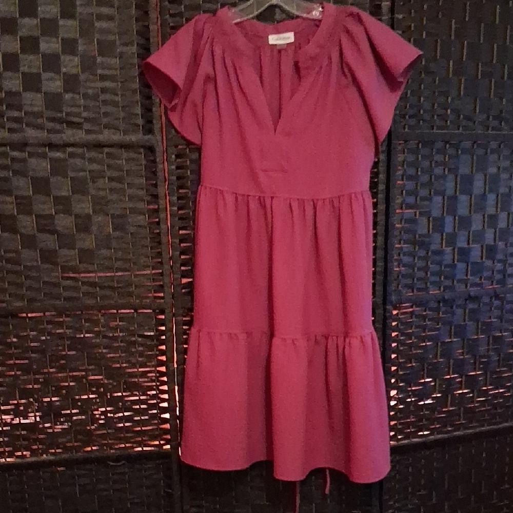Calvin Klein Purple Flutter Sleeve V-neck Sundress